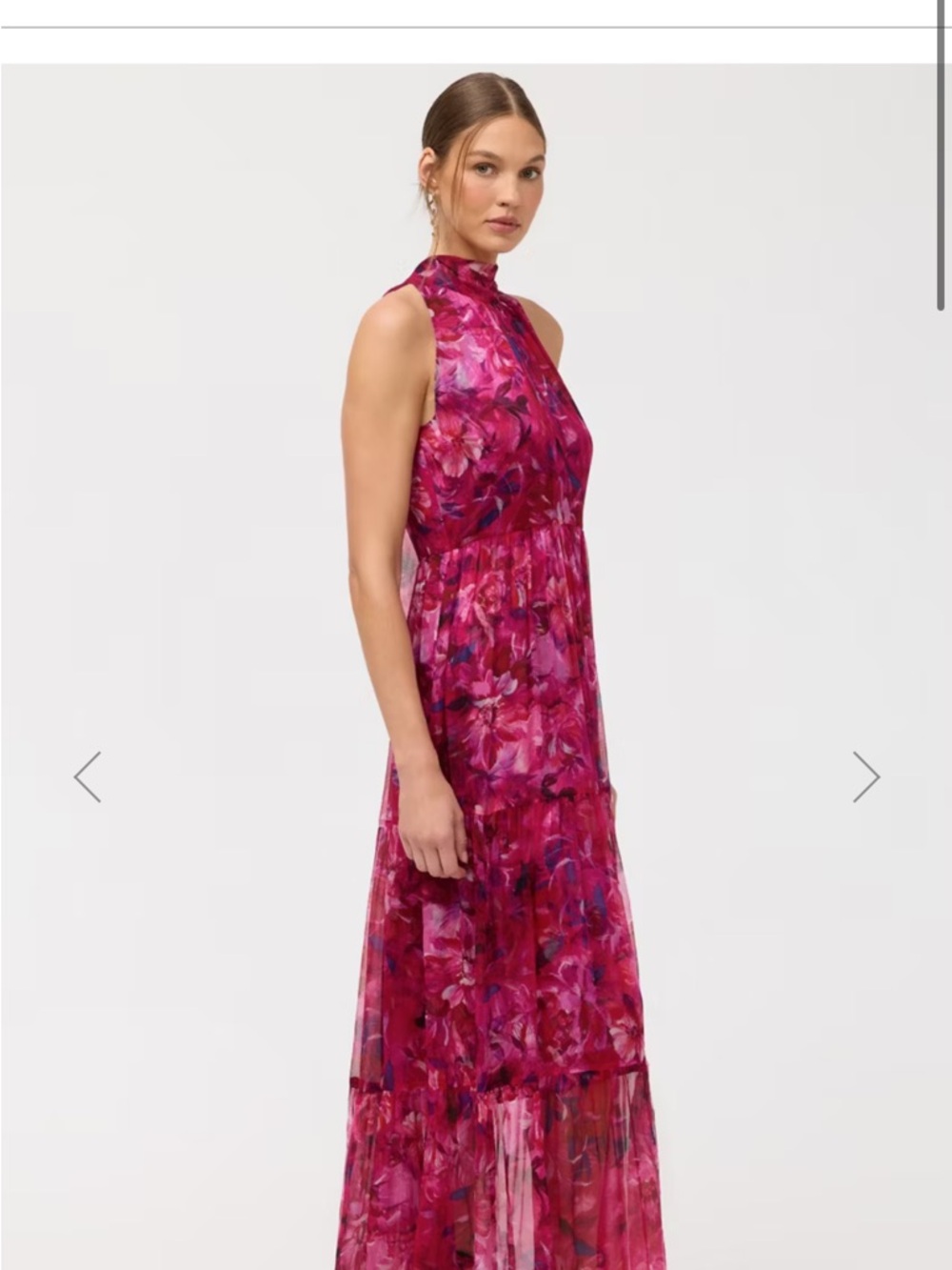 Johnny Was Fuchsia Pink Floral Halter Midi Dress